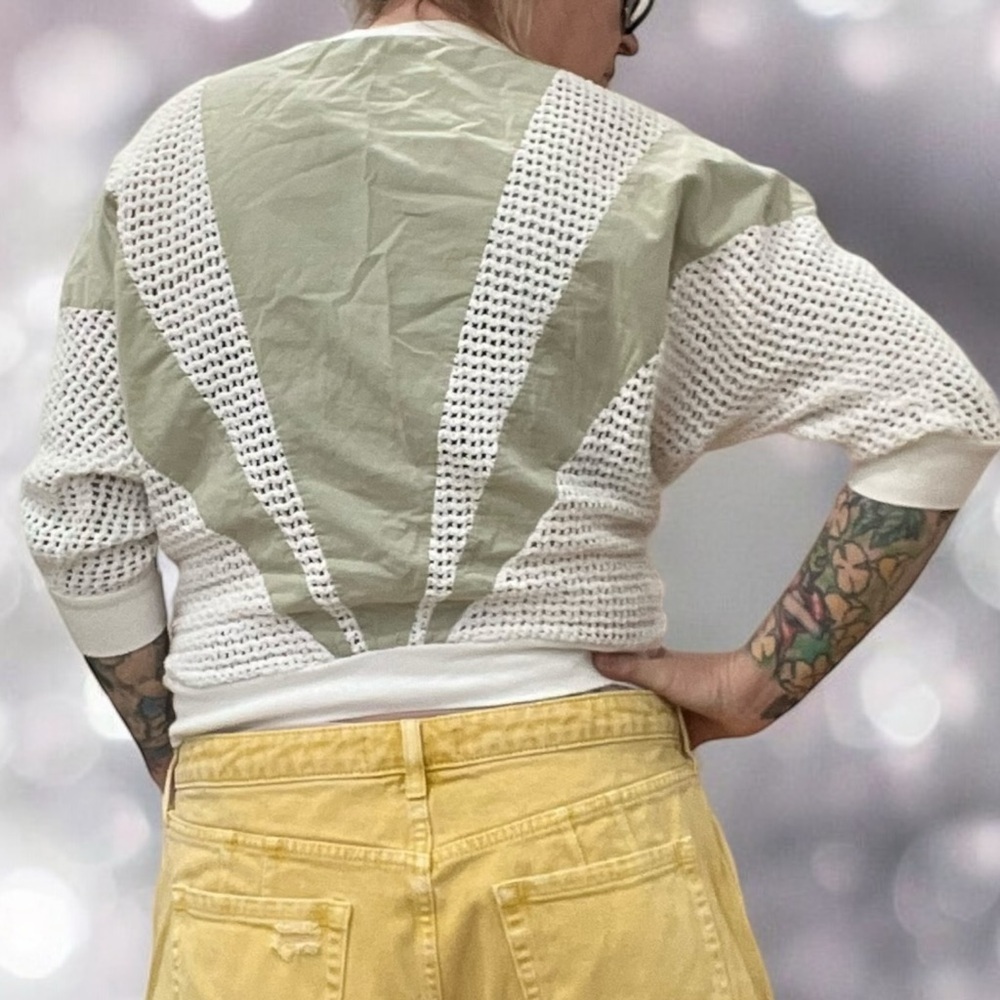 Vintage 70s Greek fishnet peasant casual abstract top shirt-M - Picture 4 of 9